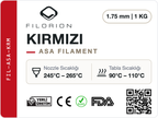 Filorion Reference ASA Kırmızı, 1.75 mm, 1 kg — ürün etiketi