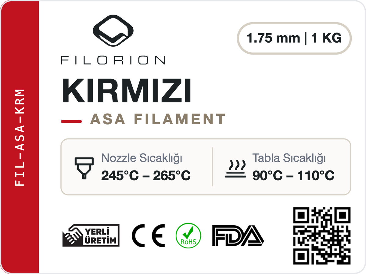 Filorion Reference ASA Kırmızı, 1.75 mm, 1 kg — ürün etiketi