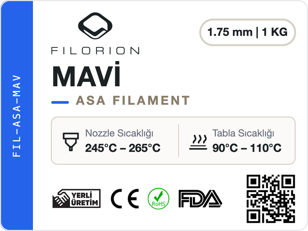 Filorion Reference ASA Mavi, 1.75 mm, 1 kg — ürün etiketi