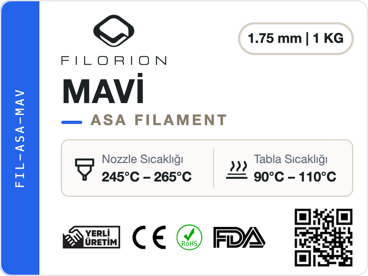 Filorion Reference ASA Mavi, 1.75 mm, 1 kg — ürün etiketi
