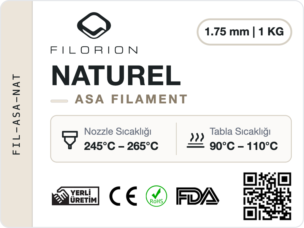 Filorion Reference ASA Naturel, 1.75 mm, 1 kg — ürün etiketi