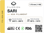 Filorion Reference ASA Sarı, 1.75 mm, 1 kg — ürün etiketi
