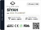 Filorion Reference ASA Siyah, 1.75 mm, 1 kg — ürün etiketi