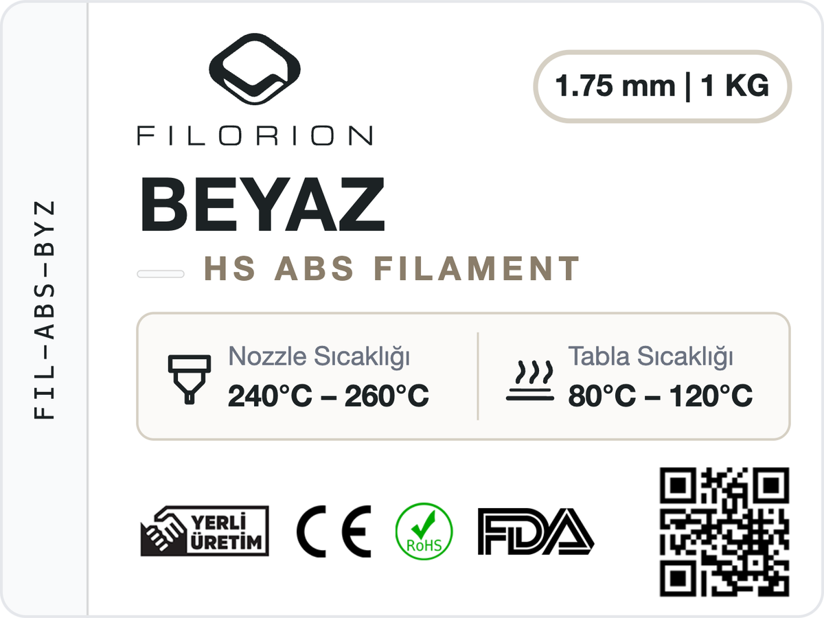 Filorion Reference HS ABS Beyaz, 1.75 mm, 1 kg — ürün etiketi