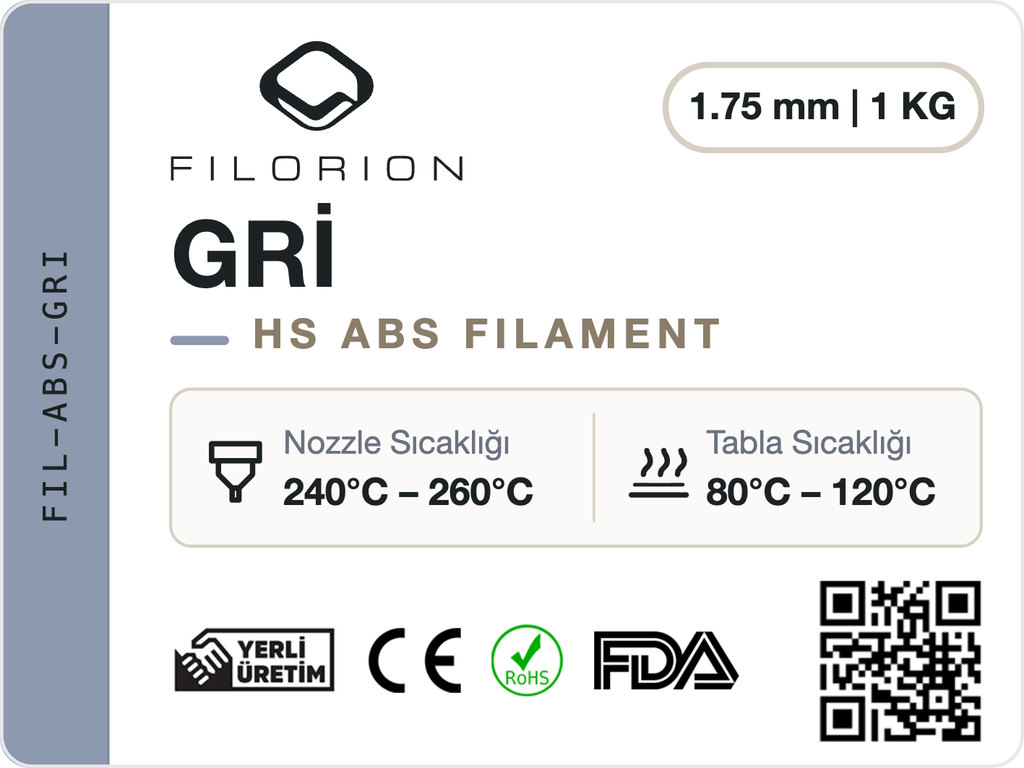 Filorion Reference HS ABS Gri, 1.75 mm, 1 kg — ürün etiketi