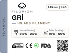 Filorion Reference HS ABS Gri, 1.75 mm, 1 kg — ürün etiketi