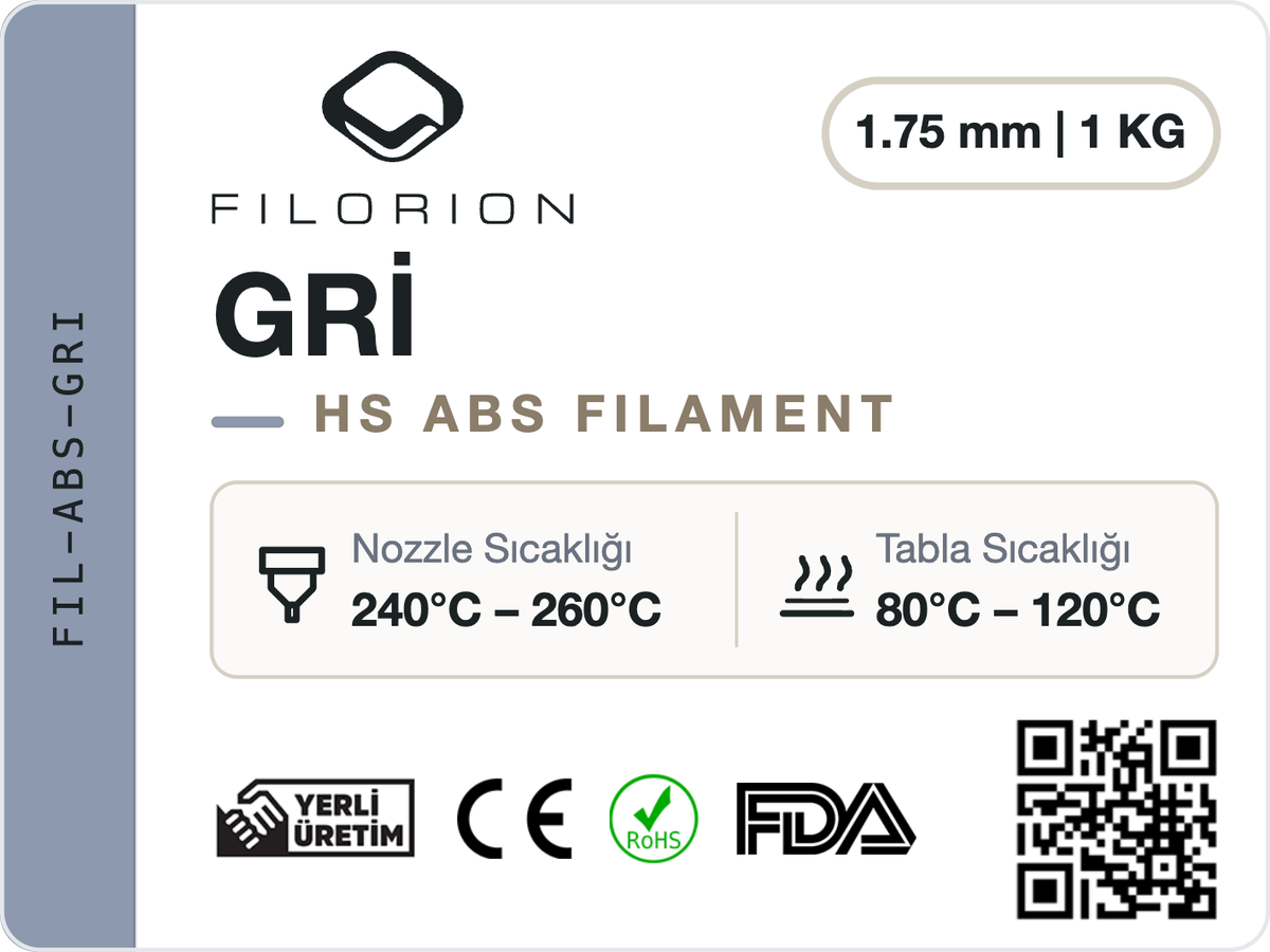 Filorion Reference HS ABS Gri, 1.75 mm, 1 kg — ürün etiketi