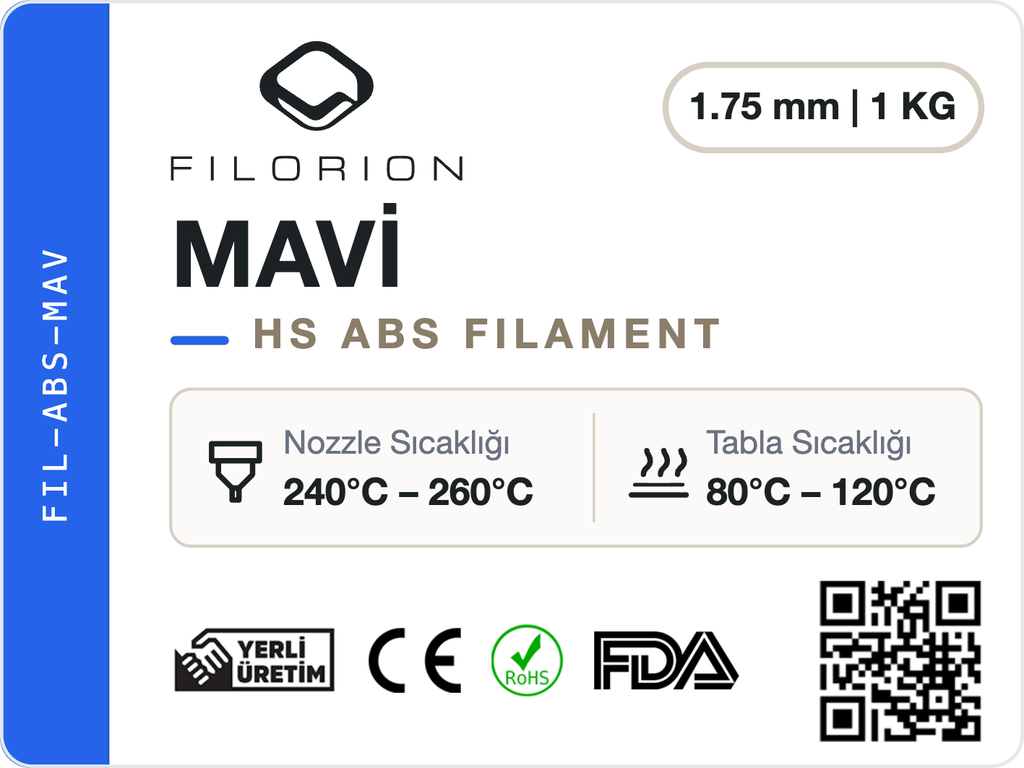 Filorion Reference HS ABS Mavi, 1.75 mm, 1 kg — ürün etiketi