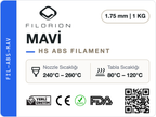 Filorion Reference HS ABS Mavi, 1.75 mm, 1 kg — ürün etiketi