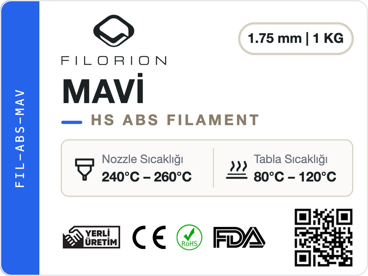 Filorion Reference HS ABS Mavi, 1.75 mm, 1 kg — ürün etiketi