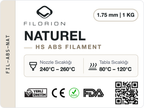Filorion Reference HS ABS Naturel, 1.75 mm, 1 kg — ürün etiketi