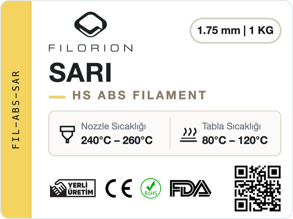 Filorion Reference HS ABS Sarı, 1.75 mm, 1 kg — ürün etiketi