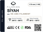 Filorion Reference HS ABS Siyah, 1.75 mm, 1 kg — ürün etiketi