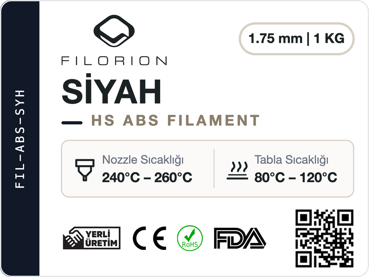 Filorion Reference HS ABS Siyah, 1.75 mm, 1 kg — ürün etiketi