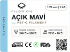 Filorion Reference PET-G Açık Mavi, 1.75 mm, 1 kg — ürün etiketi
