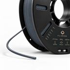 Filorion Reference PET-G Antrasit, 1.75 mm, 1 kg — makara ve filament ucu yakın görünümü