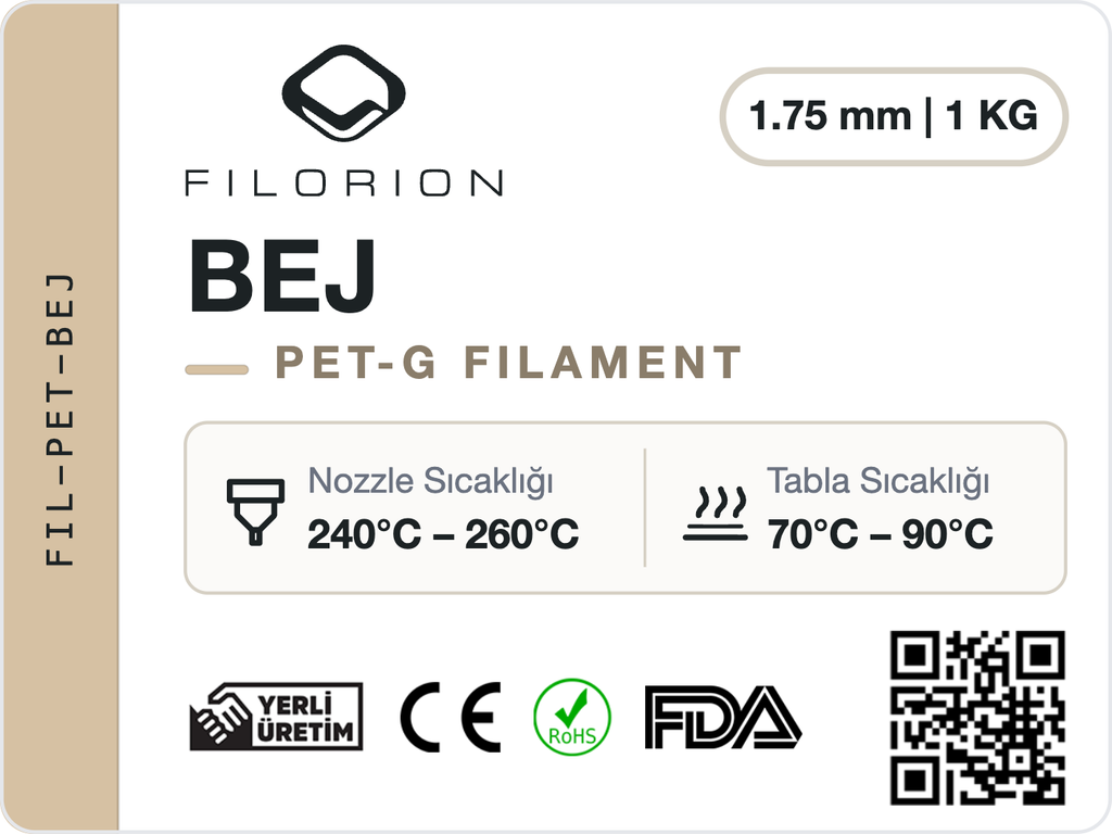 Filorion Reference PET-G Bej, 1.75 mm, 1 kg — ürün etiketi