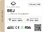 Filorion Reference PET-G Bej, 1.75 mm, 1 kg — ürün etiketi