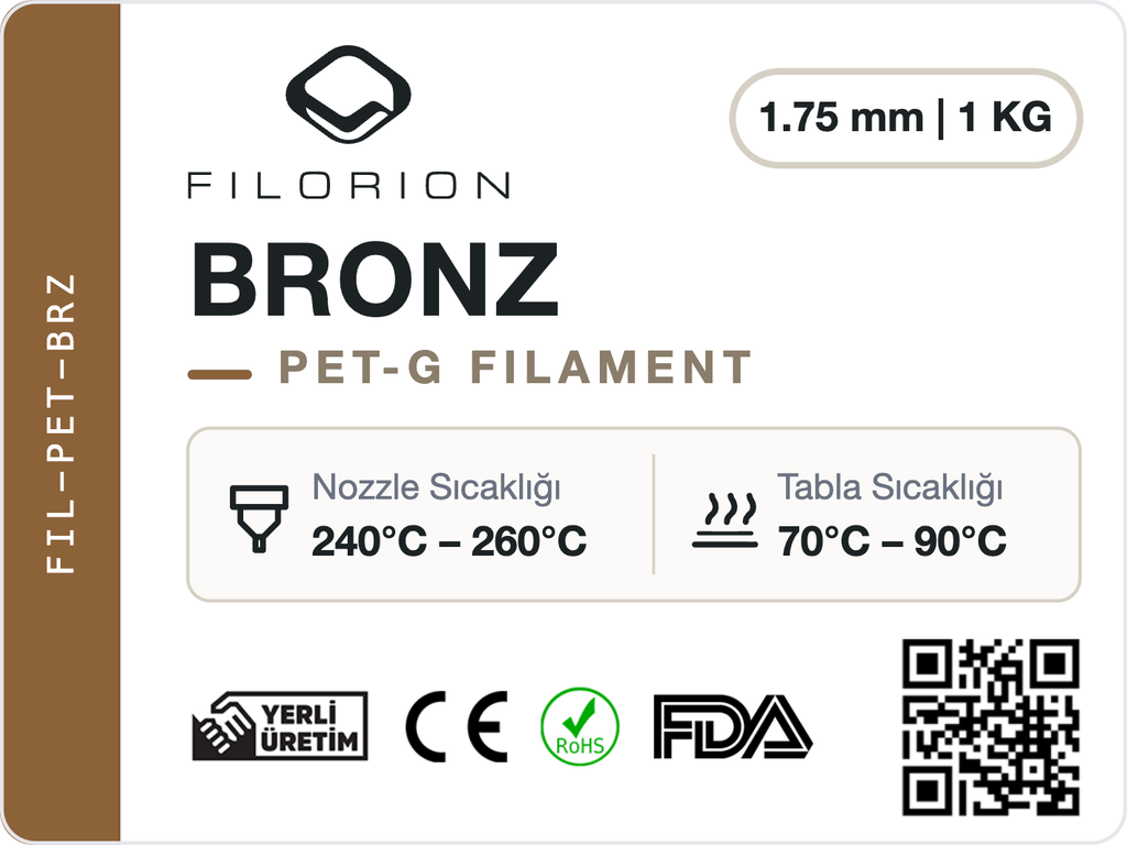 Filorion Reference PET-G Bronz, 1.75 mm, 1 kg — ürün etiketi
