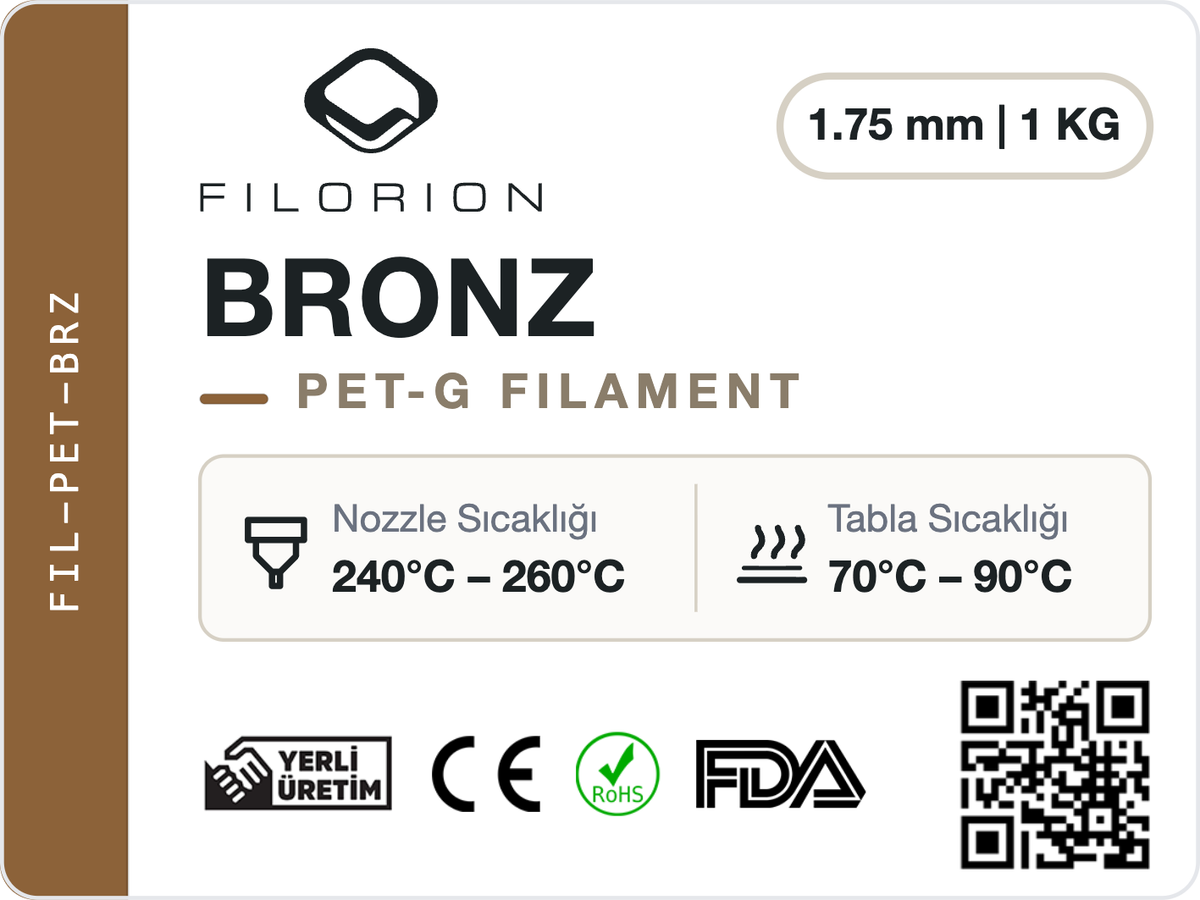 Filorion Reference PET-G Bronz, 1.75 mm, 1 kg — ürün etiketi