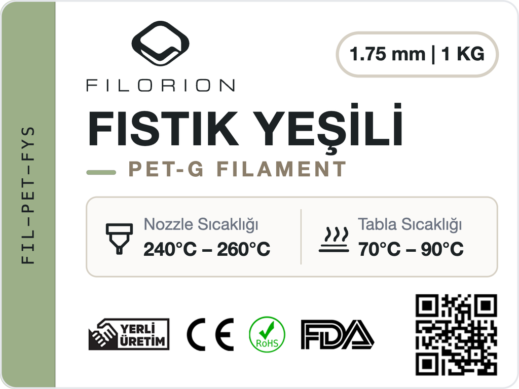 Filorion Reference PET-G Fıstık yeşili, 1.75 mm, 1 kg — ürün etiketi