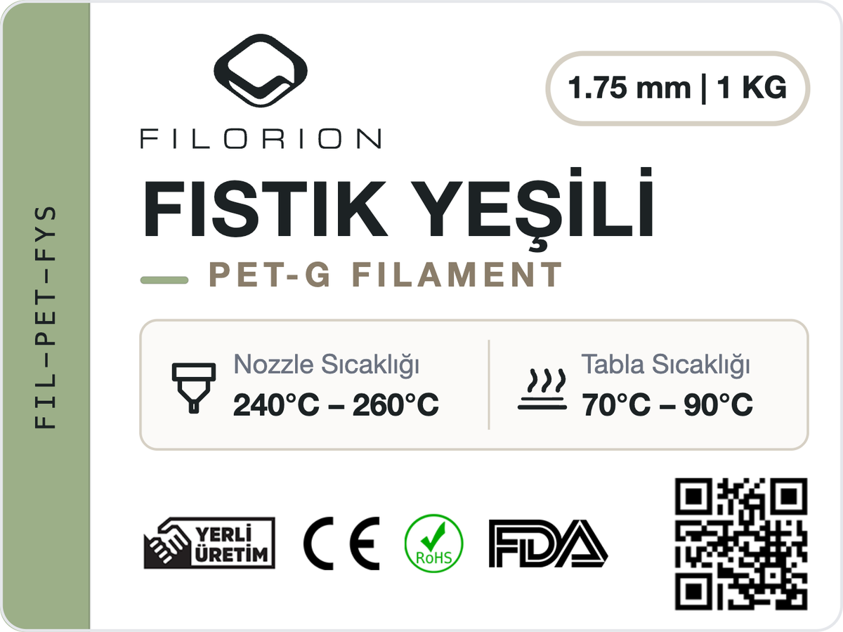 Filorion Reference PET-G Fıstık yeşili, 1.75 mm, 1 kg — ürün etiketi