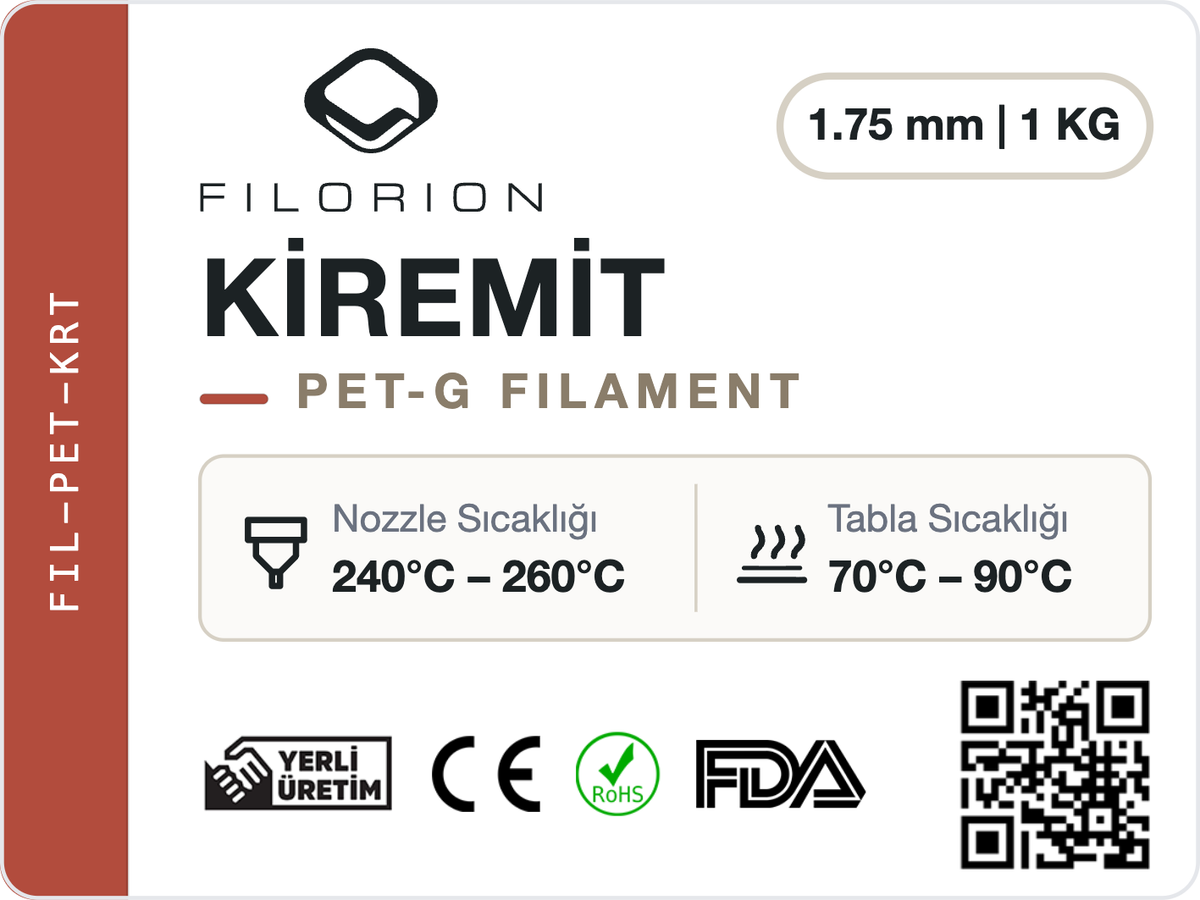 Filorion Reference PET-G Kiremit, 1.75 mm, 1 kg — ürün etiketi