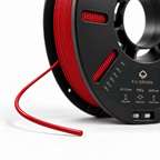 Filorion Reference PET-G Kırmızı, 1.75 mm, 1 kg — makara ve filament ucu yakın görünümü