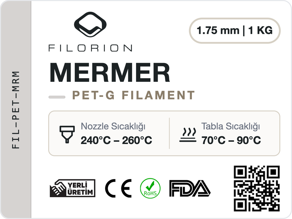 Filorion Reference PET-G Mermer, 1.75 mm, 1 kg — ürün etiketi