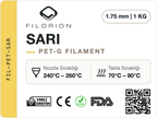 Filorion Reference PET-G Sarı, 1.75 mm, 1 kg — ürün etiketi