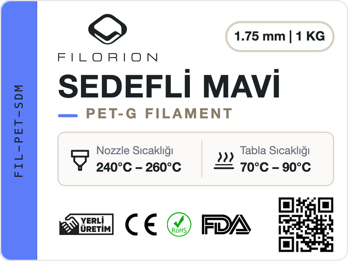 Filorion Reference PET-G Sedefli Mavi, 1.75 mm, 1 kg — ürün etiketi
