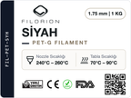 Filorion Reference PET-G Siyah, 1.75 mm, 1 kg — ürün etiketi