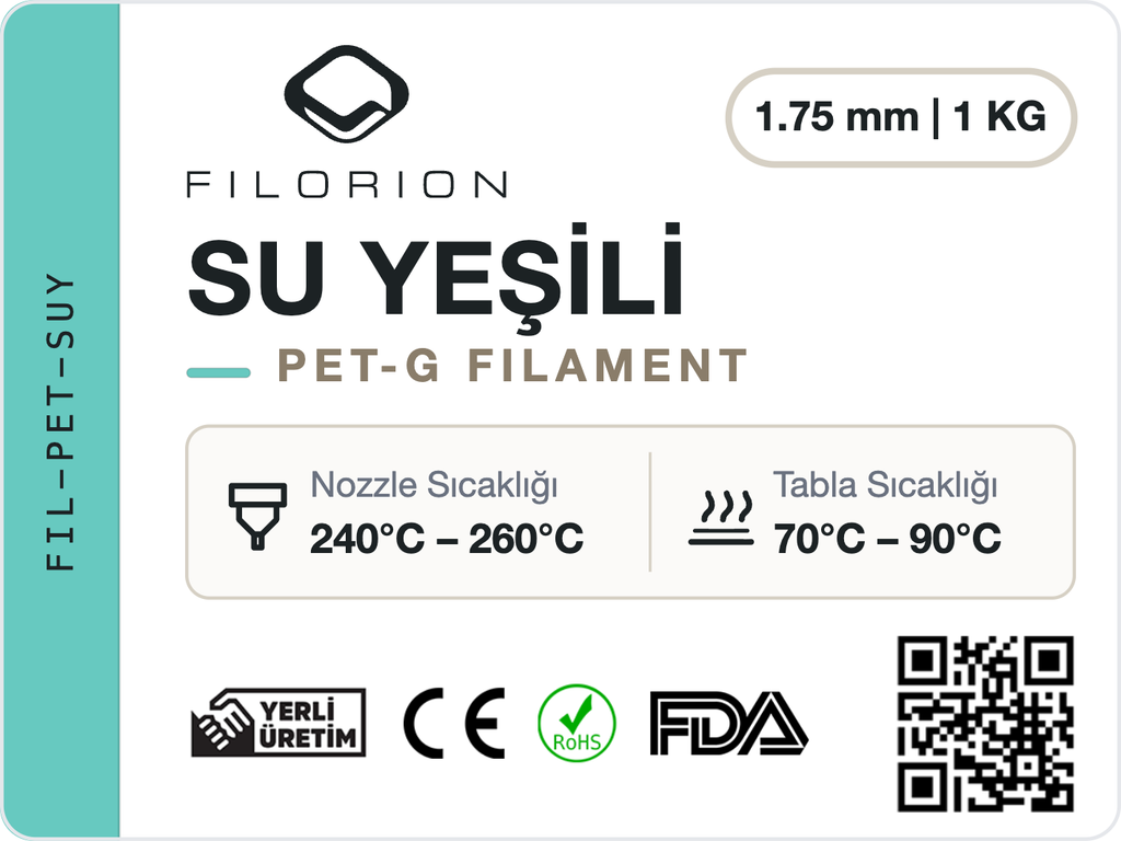 Filorion Reference PET-G Su Yeşili, 1.75 mm, 1 kg — ürün etiketi