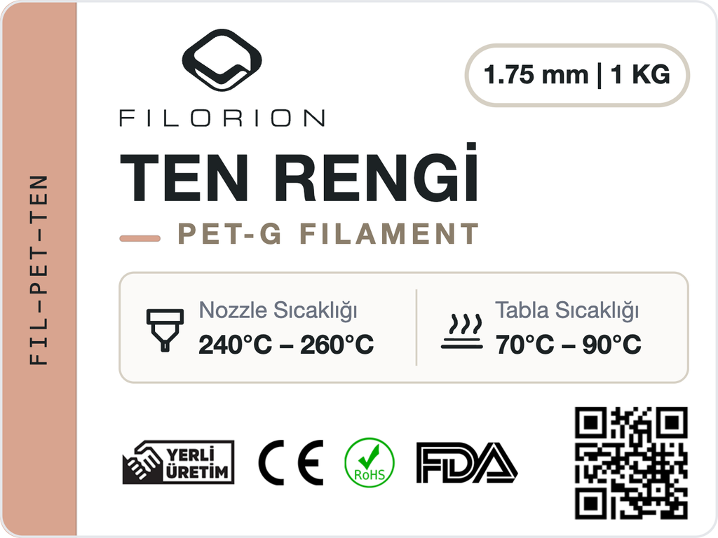 Filorion Reference PET-G Ten Rengi, 1.75 mm, 1 kg — ürün etiketi