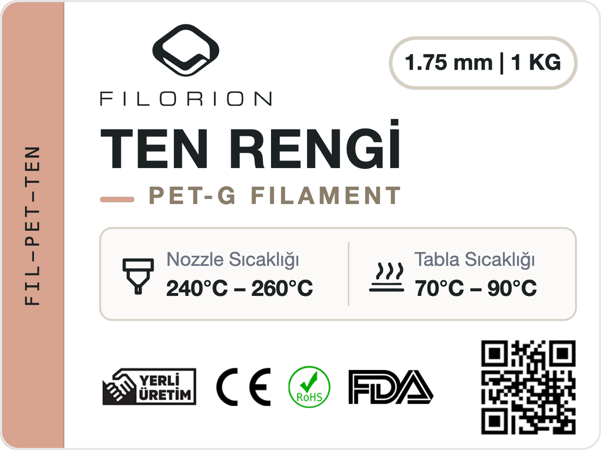 Filorion Reference PET-G Ten Rengi, 1.75 mm, 1 kg — ürün etiketi