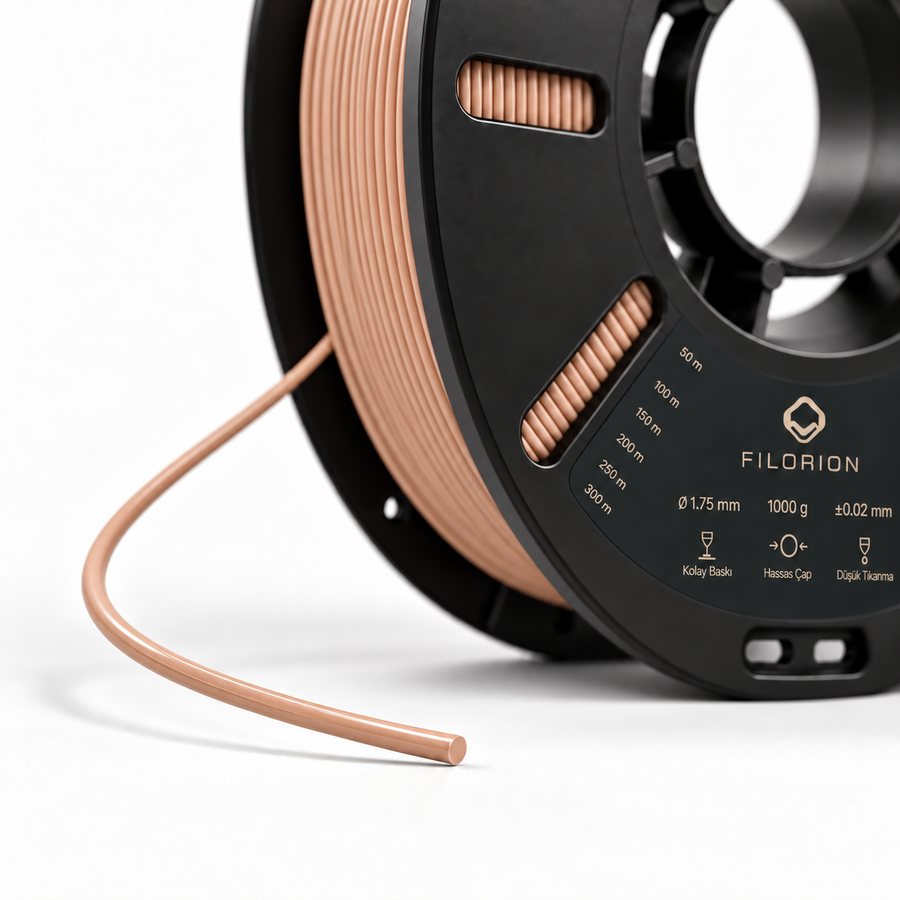 Filorion Reference PET-G Ten Rengi, 1.75 mm, 1 kg — makara ve filament ucu yakın görünümü