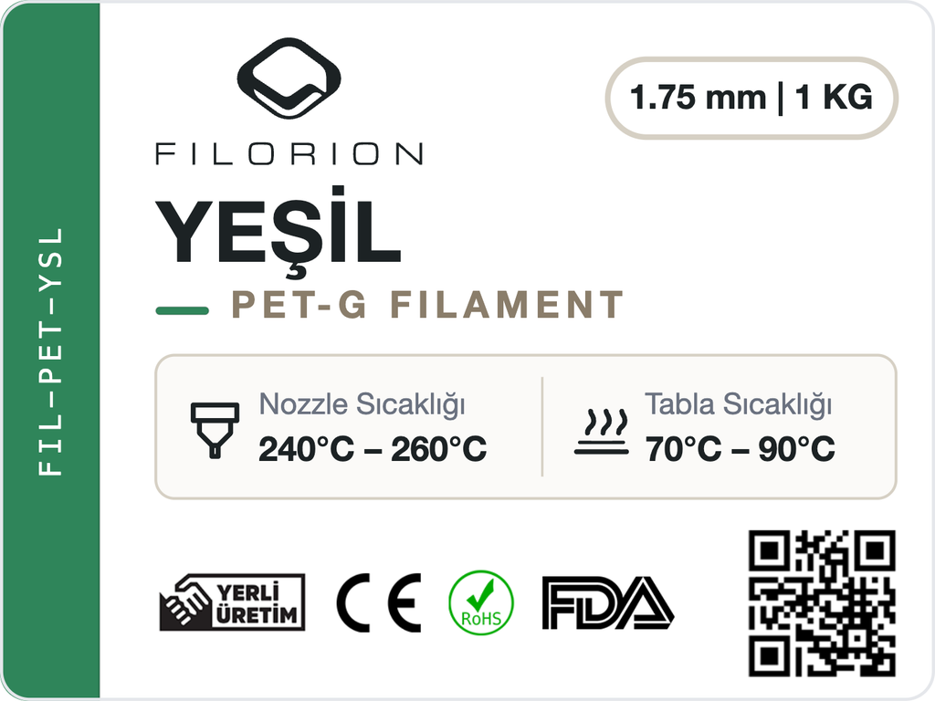 Filorion Reference PET-G Yeşil, 1.75 mm, 1 kg — ürün etiketi