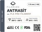Filorion Reference PLA Pro Antrasit, 1.75 mm, 1 kg — ürün etiketi