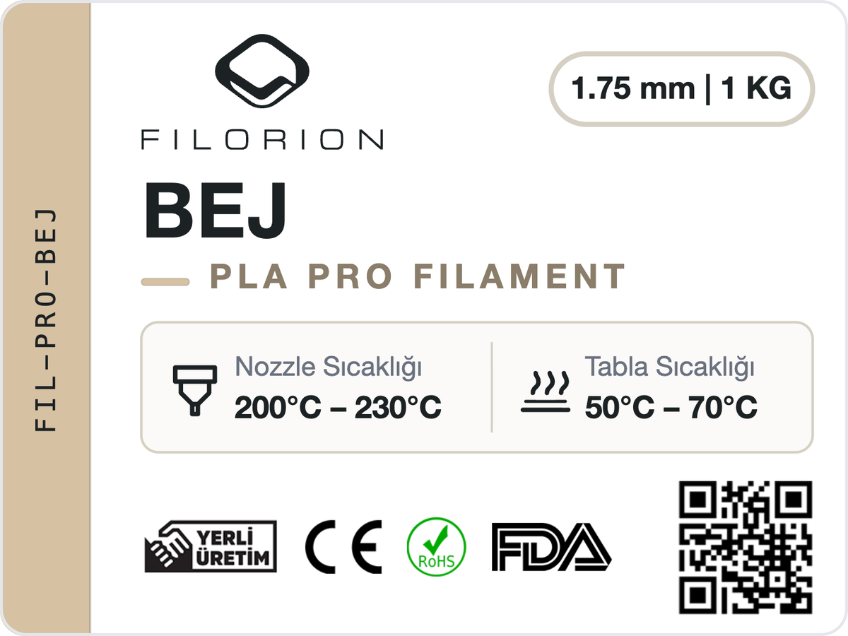 Filorion Reference PLA Pro Bej, 1.75 mm, 1 kg — ürün etiketi
