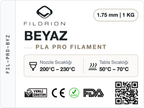 Filorion Reference PLA Pro Beyaz, 1.75 mm, 1 kg — ürün etiketi