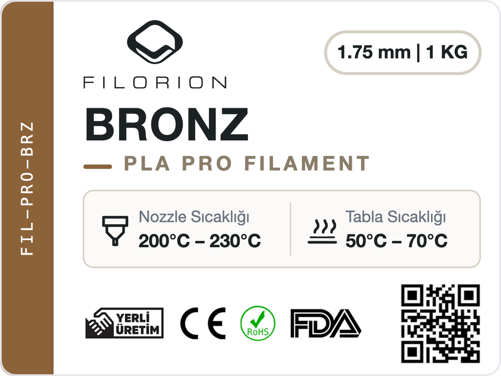 Filorion Reference PLA Pro Bronz, 1.75 mm, 1 kg — ürün etiketi