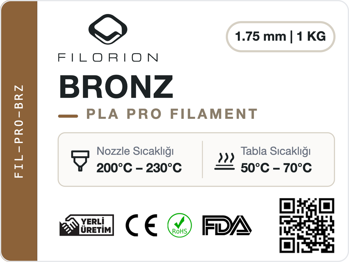 Filorion Reference PLA Pro Bronz, 1.75 mm, 1 kg — ürün etiketi