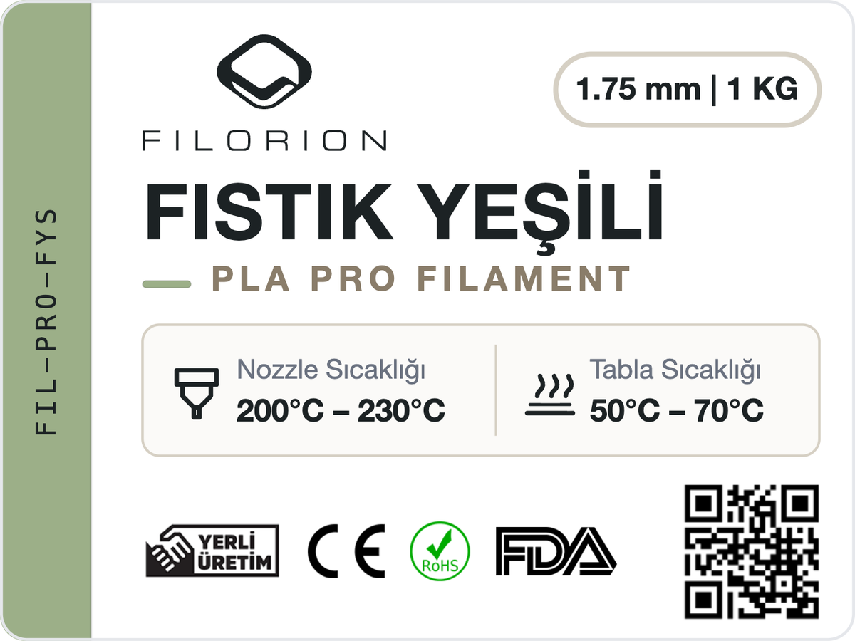 Filorion Reference PLA Pro Fıstık Yeşili, 1.75 mm, 1 kg — ürün etiketi