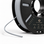 Filorion Reference PLA Pro Gümüş Gri, 1.75 mm, 1 kg — makara ve filament ucu yakın görünümü