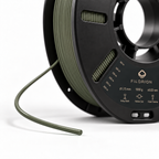 Filorion Reference PLA Pro Haki Yeşili, 1.75 mm, 1 kg — makara ve filament ucu yakın görünümü