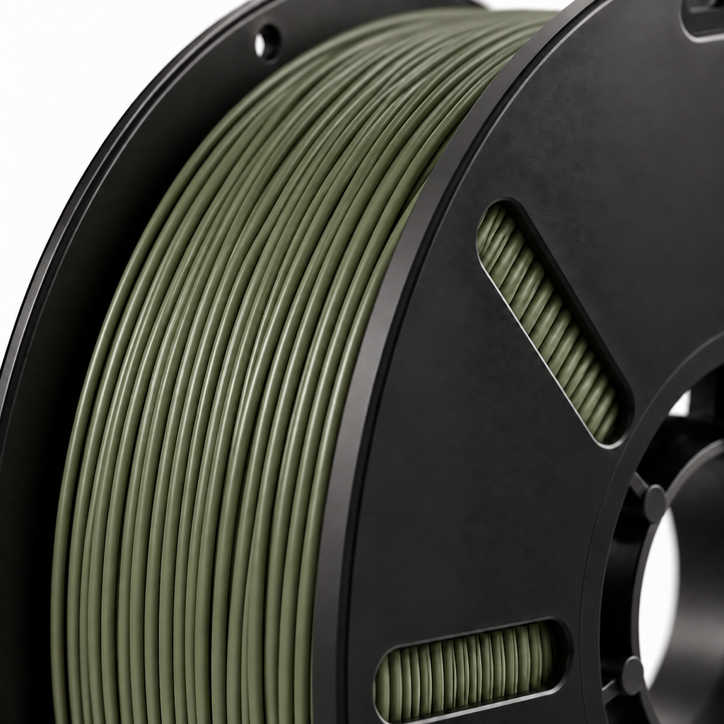Filorion Reference PLA Pro Haki Yeşili, 1.75 mm, 1 kg — filament sarımının yakın görünümü