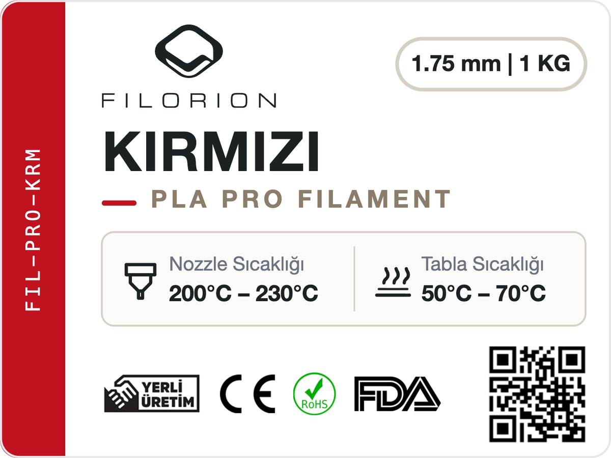 Filorion Reference PLA Pro Kırmızı, 1.75 mm, 1 kg — ürün etiketi