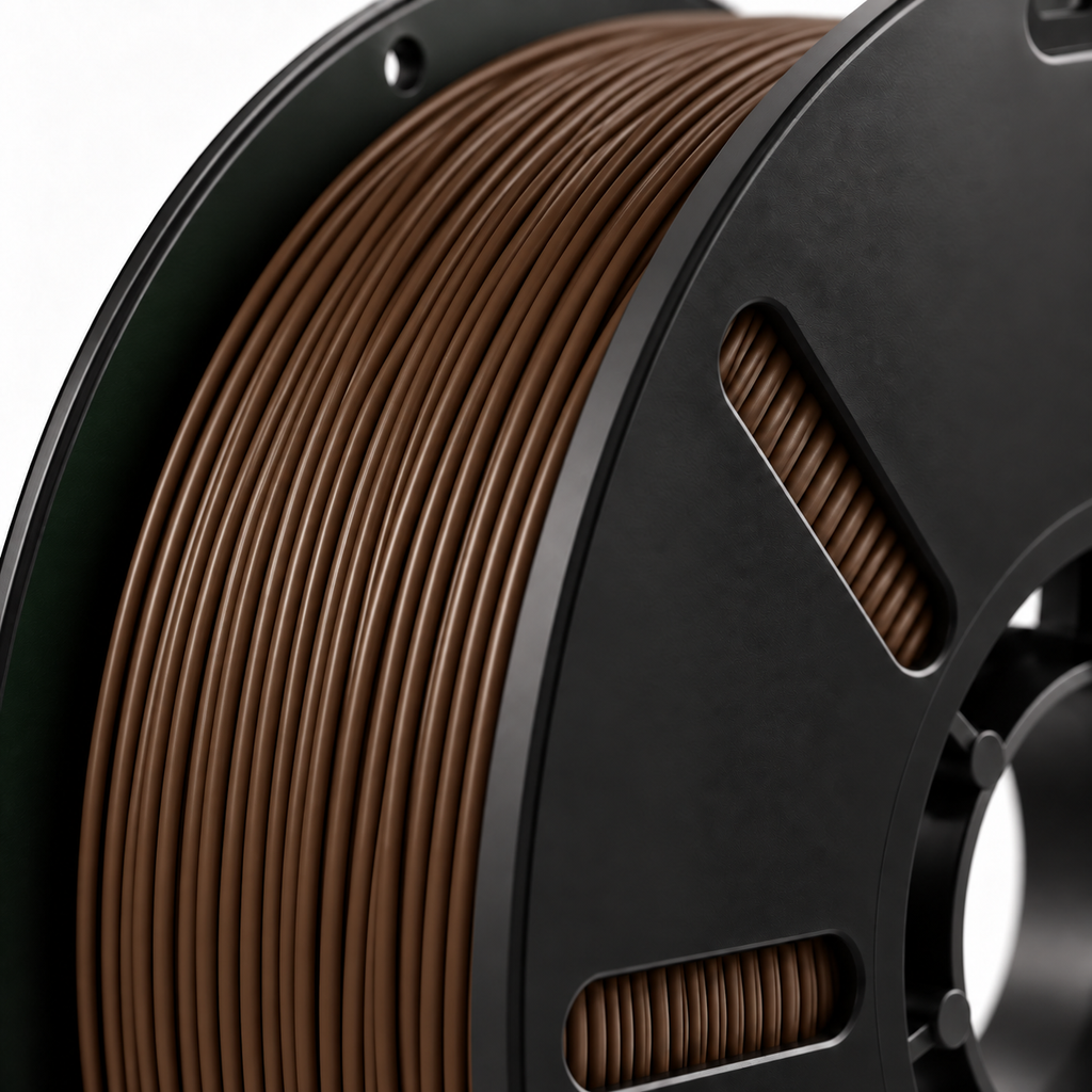 Filorion Reference PLA Pro Koyu Kahverengi, 1.75 mm, 1 kg — filament sarımının yakın görünümü