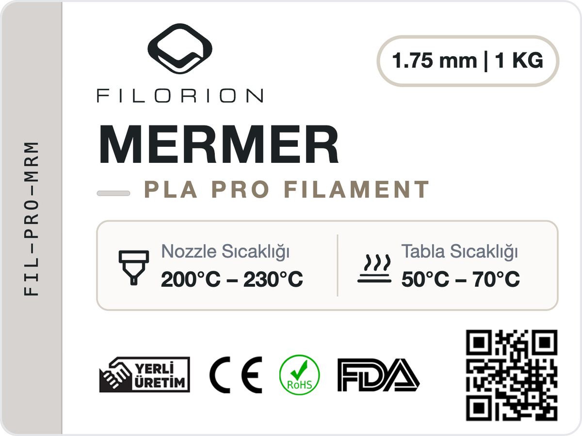 Filorion Reference PLA Pro Mermer, 1.75 mm, 1 kg — ürün etiketi