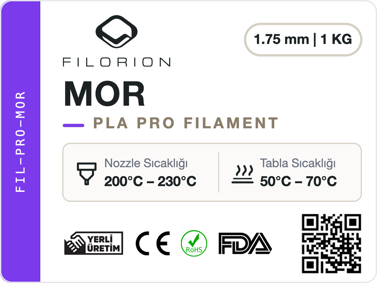 Filorion Reference PLA Pro Mor, 1.75 mm, 1 kg — ürün etiketi